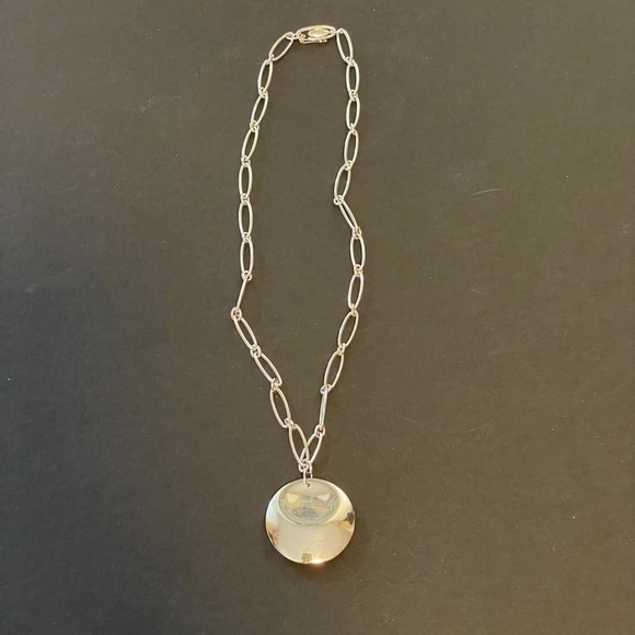 Tiffany & Co. Elsa Peretti Sterling Silver Disc Pendant Necklace with Link Chain - Picture 3 of 7